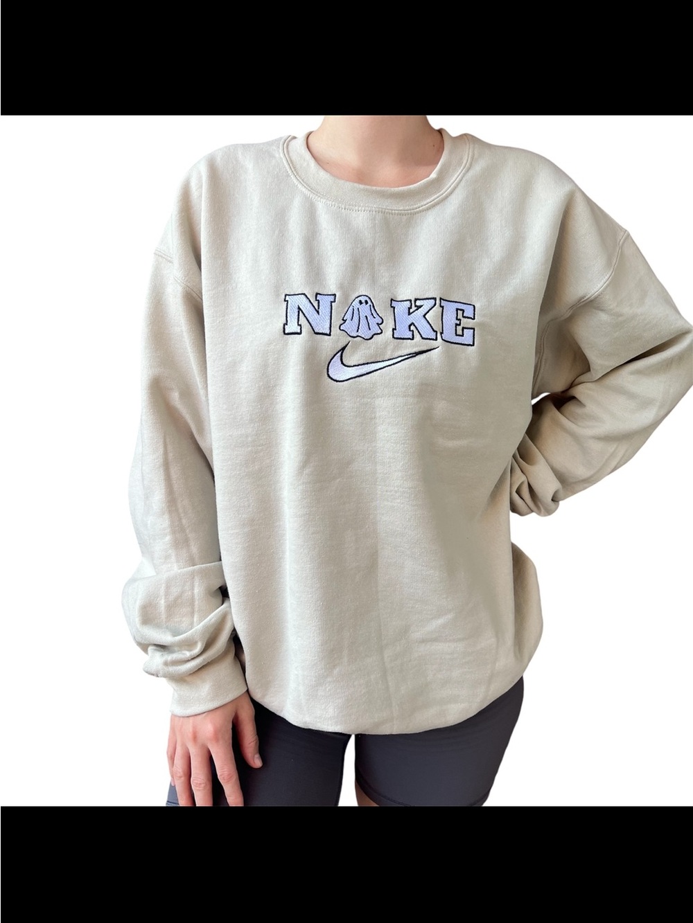 Beige Ghost Embroidered Sweatshirt